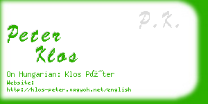 peter klos business card